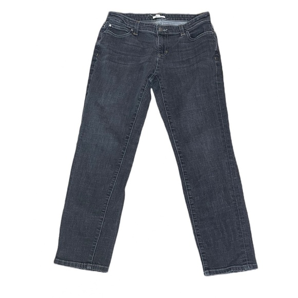EILEEN Fisher Black Faded Wash Straight Petite Crop Jeans - Picture 1 of 4